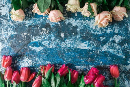 Beautiful vintage background of wildflowers. Delicate flowers close-up with a blurred background.の写真素材