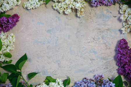 Texture background with bright flowers of lilac for the cover of the notebook diary or congratulations on the womans holidayの写真素材