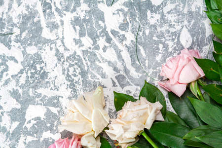 beautiful background with flowers . Spring summer border template floral background. Light air delicate artistic image, free space.の写真素材