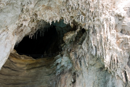 View into one of the caves during sightseeing rides around the island of Capri, Italyの写真素材