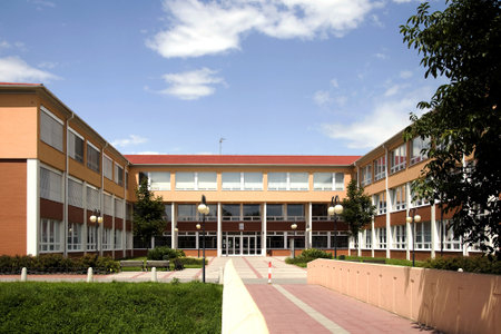 The modern new building of elementary school in Litovel, Czech Republic