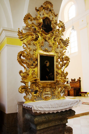 The spectacular interior decoration of the church of Saint Mark in Litovel, Czech Republic    のeditorial素材