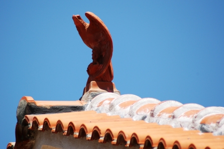 Decorations on rooftops on the Greek island of Samos   の写真素材