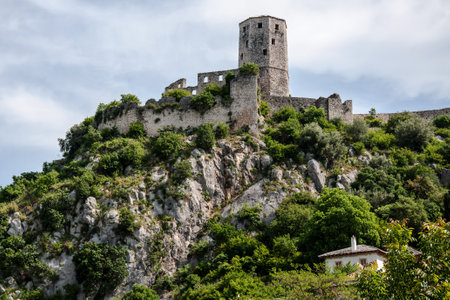 The ruins of the castle Pocitelj in Bosnia and Herzegovina のeditorial素材