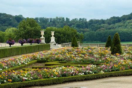 Beautiful floral decoration in the castle gardens at Versailles, Franceのeditorial素材