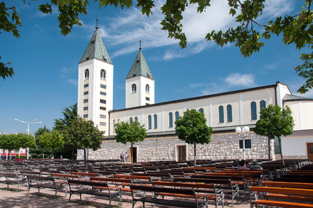 Saint James church of Medjugorje in Herzegovina Where Blessed Virgin Mary appeared to six children in June 1981の写真素材