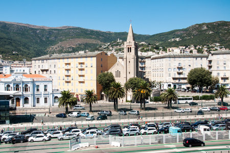 BASTIA, CORSICA, FRANCE, SEPTEMBER 03, 2016: View from the ferry to the cityのeditorial素材