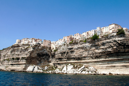 Beautiful seascape of Bonifacio of view from the cruise ship in Corsica Island, Franceの写真素材