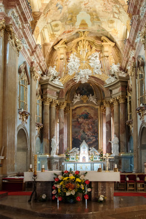 VELEHRAD, CZECH REPUBLIC - JUN 01, 2019: Altar in the Basilica of Assumption of Virgin Mary Cyril and Methodiusのeditorial素材