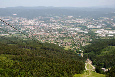 Views of the landscape with city of Liberec from Jested Mountain, Czech Republicの写真素材