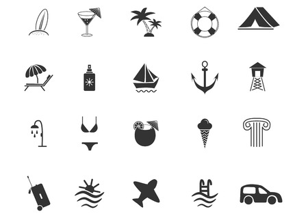 Set of travel and beach Icons, vector illustrationのイラスト素材