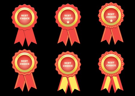 set Vector best choice red label with ribbons.のイラスト素材