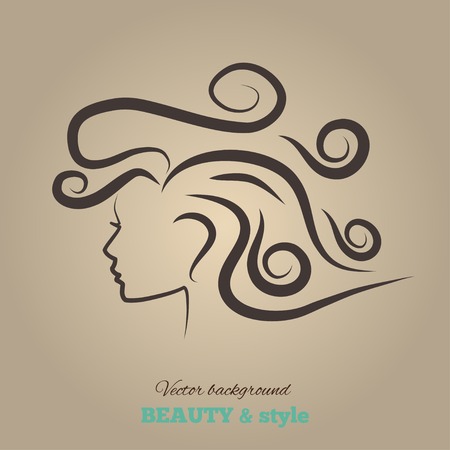 Female heads with beautiful hair. vector illustration.のイラスト素材