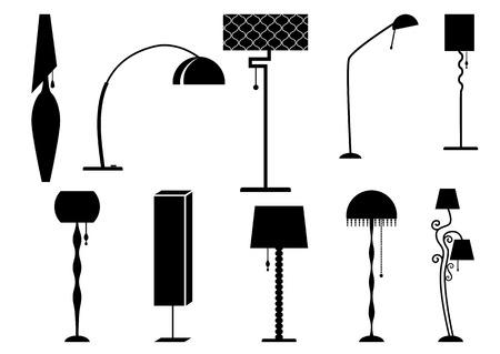 Sets of silhouette Lamp and Chandelierのイラスト素材