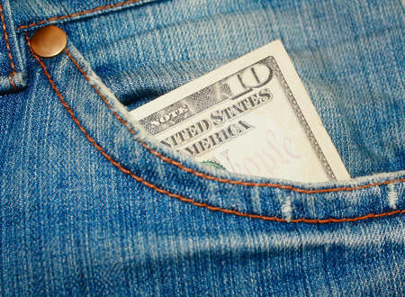 10 dollars in my pocketの写真素材