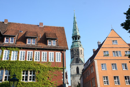 View of Kreuzkirchhof, ancient buildings at Kreuzstrase in Hannover, Germanyのeditorial素材