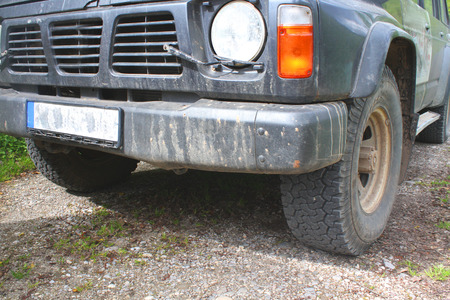 vehicle on the forest road
