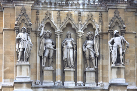 great detail of statues on the Rathaus (Town Hall) is a building in Vienna, Austriaのeditorial素材