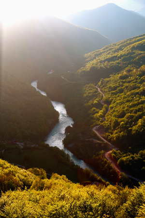 Tara Canyon and river Tara in Bosniaの写真素材