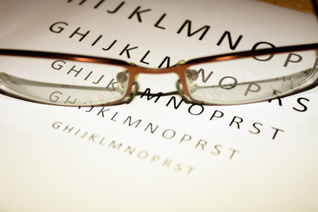 Glasses in the back of eye testの写真素材