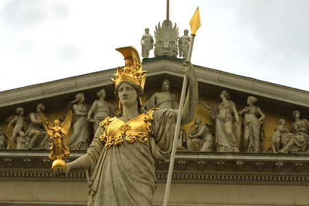The Austrian Parliament in Vienna,  a warrior with a spear.の写真素材