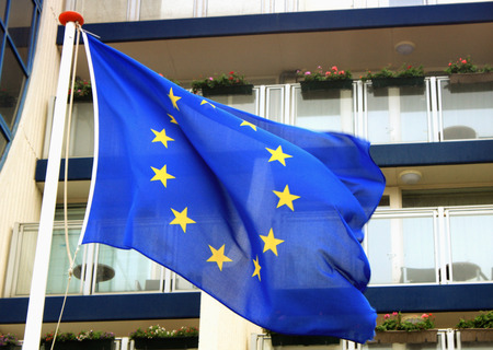 Waving EU flag on wind
