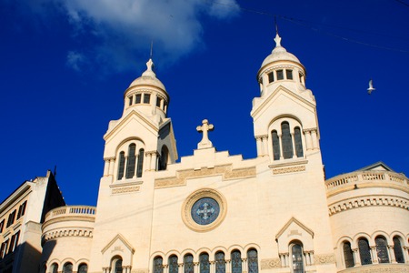 Architectural detail of Chiesa Valdese in Rome, Italyの写真素材