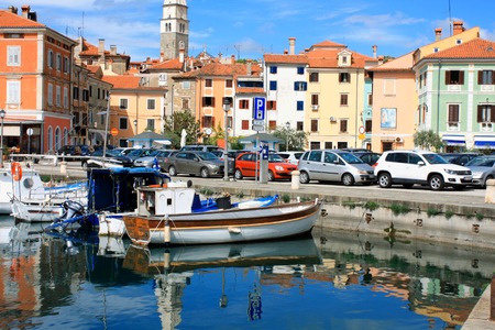 Looking across the marina in Isola Sloveniaの写真素材