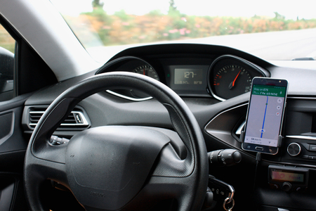 Close-up of driving on the highway