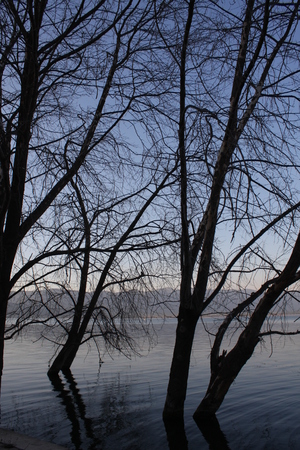 Romantic scene of Dojran lake, Macedoniaの写真素材