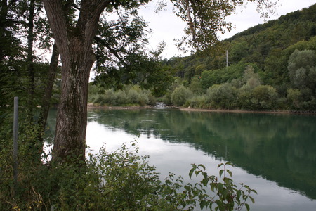 Clear Aare River near Aarburg citi in Switzerland.の写真素材