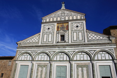 Basilica San Miniato al Monte (St Minias on the Mountain) in Florence city - Italyの写真素材