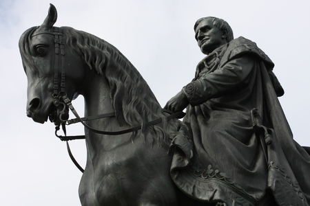 Statue of King John of Saxony (Konig Johann I. von Sachsen) at Theaterplatz in Dresden,のeditorial素材