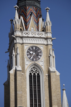 The Name of Mary Church Novi Sad, Serbia with large clockの写真素材
