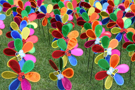 Mixed color Pinwheels for kids fan.の写真素材