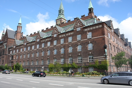Fragment of the Copenhagen City Hall, Denmark. View from the courtyard.のeditorial素材