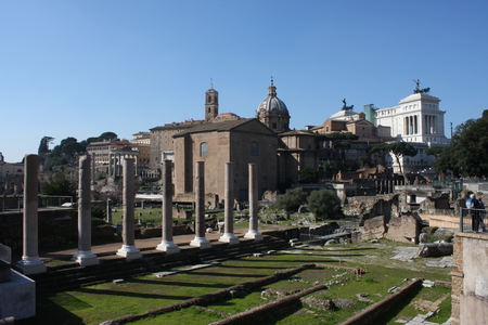 One of the most famous landmarks in the world - Roman Forum in Rome, Italy.の写真素材