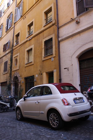 Modern Italian car Fiat 500 in Rome, Italyのeditorial素材