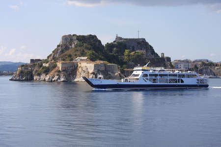 Landscape of Corfu island in Greece with fortのeditorial素材