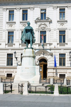 Pecs, Hungary. City in Baranya county. Pecs municipal building on Kossuth Square.の写真素材