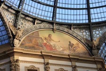 Shopping art gallery in Milan. Galleria Vittorio Emanuele II, Italyのeditorial素材