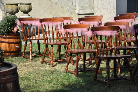 Vintage Chairs for wedding ceremonyの写真素材