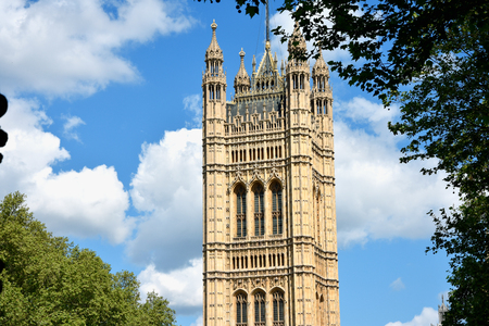 Westminster Abbey viewed from Victoria tower gardens, London, UKのeditorial素材