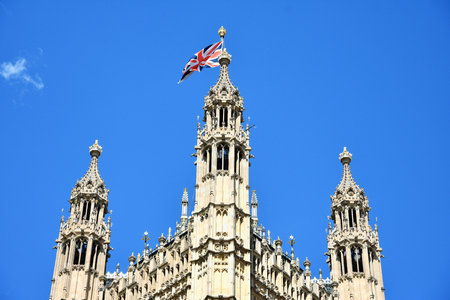 Westminster Abbey viewed from Victoria tower gardens, London, UKのeditorial素材