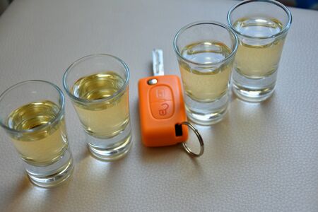 Drink and drive and alcoholism concept. Safe and responsible driving concept.の写真素材