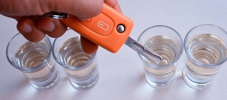 Drink and drive and alcoholism concept. Safe and responsible driving concept.の写真素材