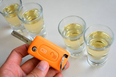 Drink and drive and alcoholism concept. Safe and responsible driving concept.の写真素材