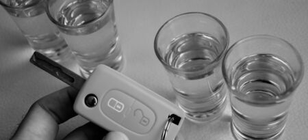 Drink and drive and alcoholism concept. Safe and responsible driving concept.の写真素材