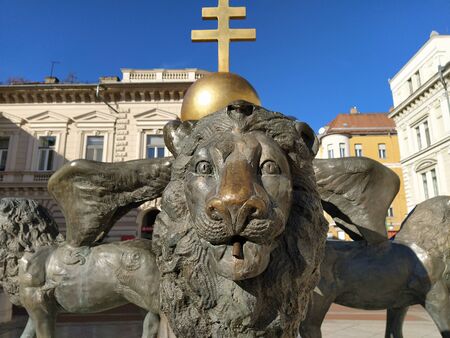 Szeged city monument and fountainのeditorial素材