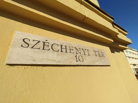 Szeged city monument and street tableのeditorial素材